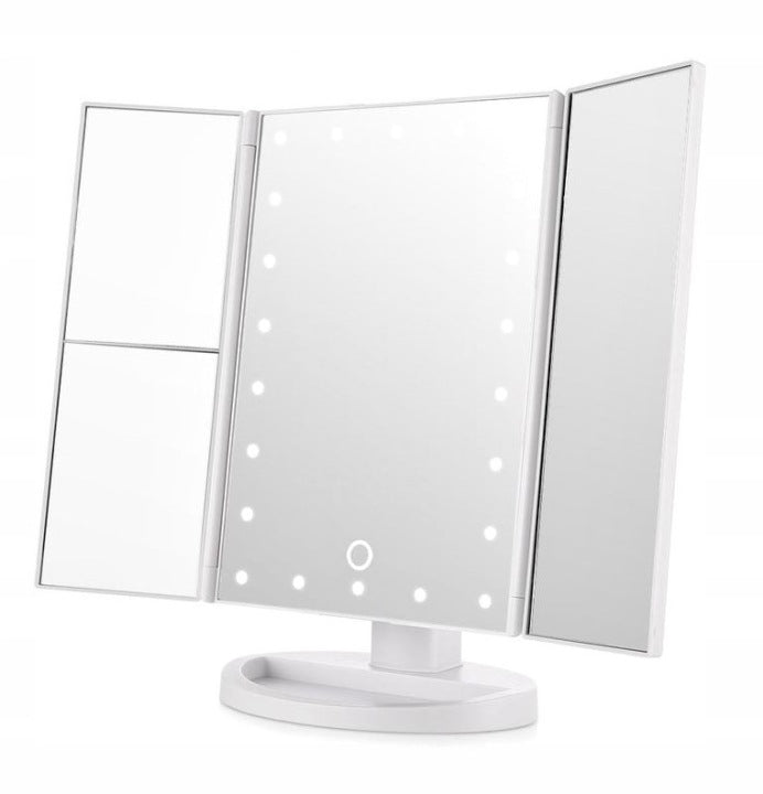 Lusterko kosmetyczne LED 22 diody - ROZKŁADANE LUSTRO DO MAKIJAŻU Z POWIĘKSZENIEM I REGULOWANYM OŚWIETLENIEM