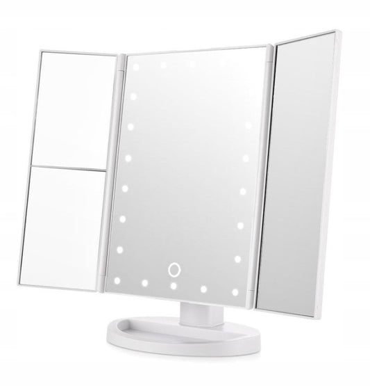 Lusterko kosmetyczne LED 22 diody - ROZKŁADANE LUSTRO DO MAKIJAŻU Z POWIĘKSZENIEM I REGULOWANYM OŚWIETLENIEM