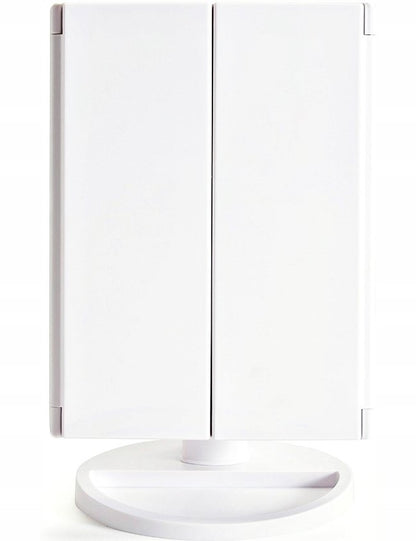 Lusterko kosmetyczne LED 22 diody - ROZKŁADANE LUSTRO DO MAKIJAŻU Z POWIĘKSZENIEM I REGULOWANYM OŚWIETLENIEM