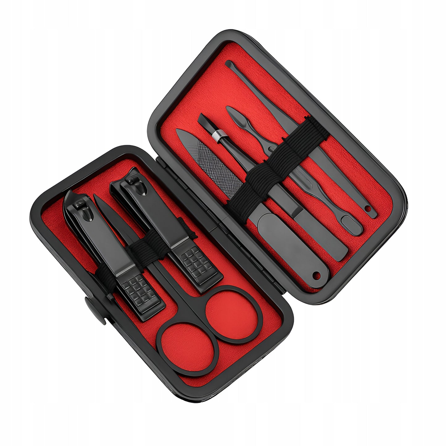 Zestaw do manicure i pedicure 8 el. – NOŻYCZKI, CĄŻKI, PILNIK, PĘSETA, ETUI