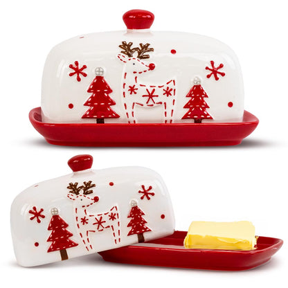 Świąteczny pojemnik na masło, maselniczka z pokrywką