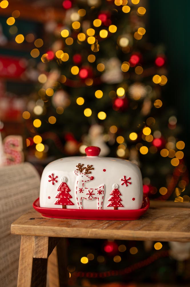 Świąteczny pojemnik na masło, maselniczka z pokrywką