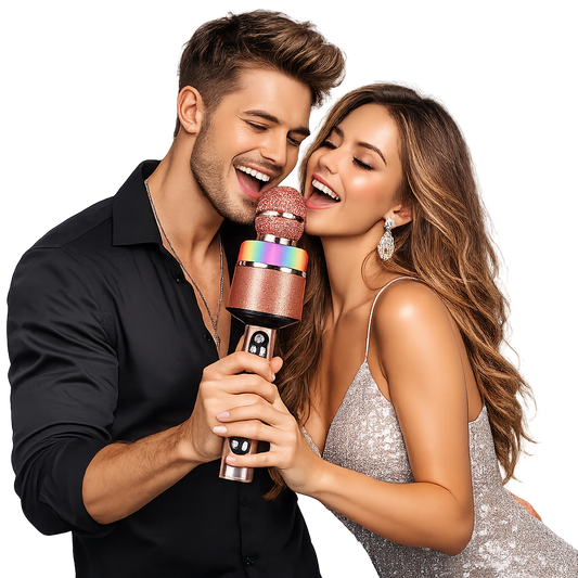 Bezprzewodowy mikrofon karaoke z głośnikiem Bluetooth – PRZENOŚNY, LED, DLA DZIECI