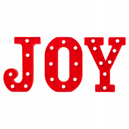 Świecący napis JOY LED 21,5 cm ciepły biały - DEKORACJA ŚWIĄTECZNA LAMPKA OZDOBNA LITERKI LED OZDOBA DOMU BOŻE NARODZENIE PREZENT LED