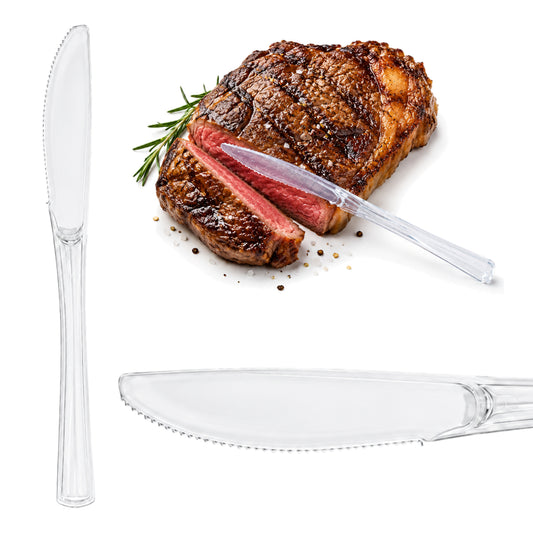 Thick plastic reusable cutlery knives, reusable, 50 pcs 