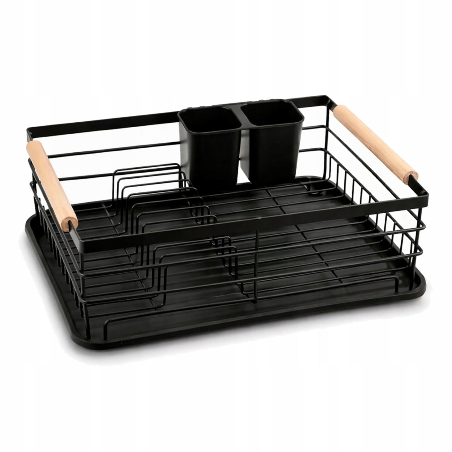 Suszarka do naczyń czarna metalowa – OCIEKACZ Z MIEJSCEM NA TALERZE I SZTUĆCE