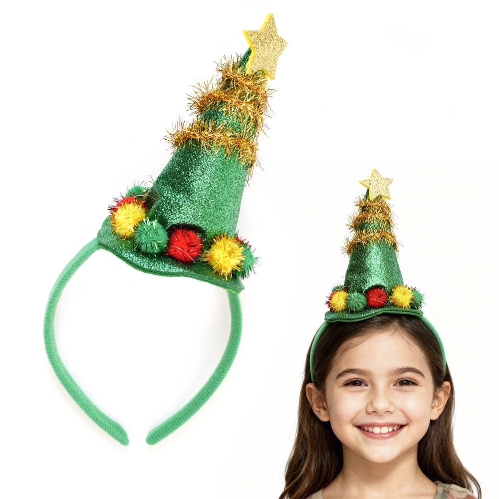 Świąteczna opaska na głowę, ozdoba Świąteczna - OPASKA CHOINKA Z GWIAZDKĄ