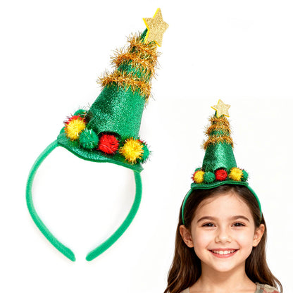 Świąteczna opaska na głowę, ozdoba Świąteczna - OPASKA CHOINKA Z GWIAZDKĄ