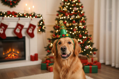Świąteczna opaska na głowę, ozdoba Świąteczna - OPASKA CHOINKA Z GWIAZDKĄ