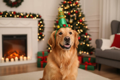 Świąteczna opaska na głowę, ozdoba Świąteczna - OPASKA CHOINKA Z GWIAZDKĄ