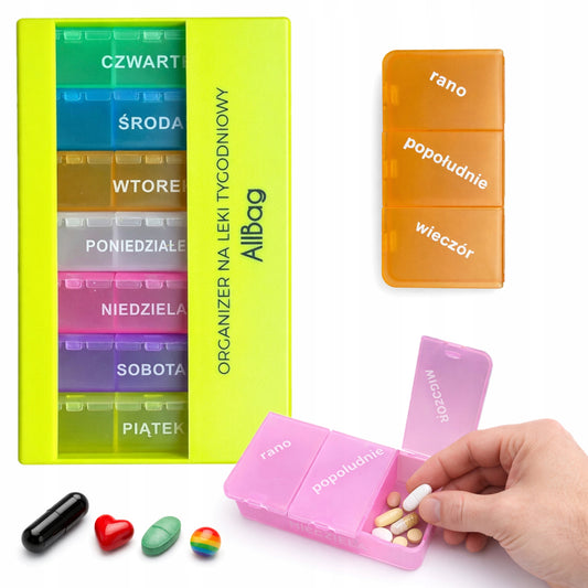 Tygodniowy organizer na leki 7 dni x 3 pory dnia - KASETKA NA TABLETKI Z WYJMOWANYMI PRZEGRÓDKAMI