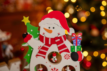 Drewniana figurka na biurko "Bałwanek" - OZDOBA ŚWIĄTECZNA