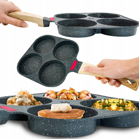 Patelnia na jajka 4 otwory - NIEPRZYWIERAJĄCA DO JAJEK SADZONYCH, PANCAKES, OMLETÓW