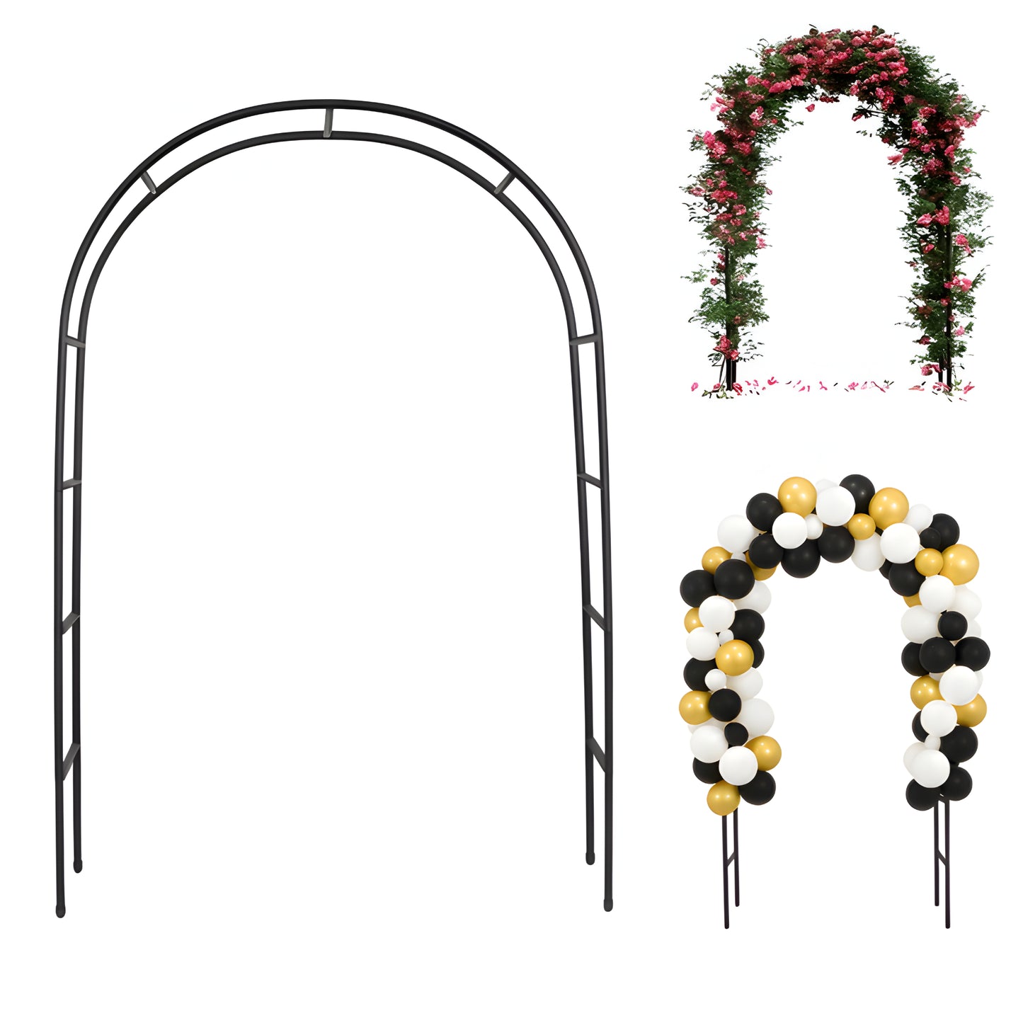 Pergola metalowa łukowa 240 cm – STELAŻ OGRODOWY NA RÓŻE I PNĄCZA, DEKORACYJNY ŁUK NA BALONY, WESELE I EVENTY