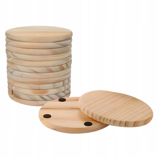 Drewniane podstawki pod kubki i szklanki – PODKŁADKI NA STÓŁ, ZESTAW 12 szt.