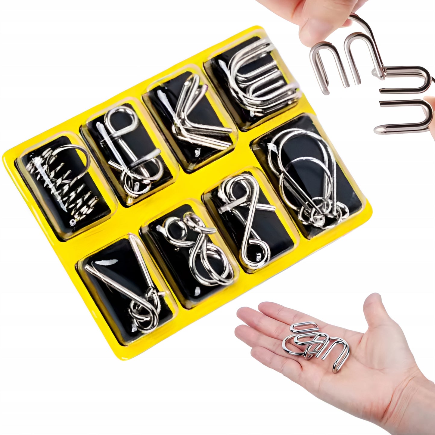 Metalowe puzzle, układanka, haczyki - łamigłówka zagadka logiczna