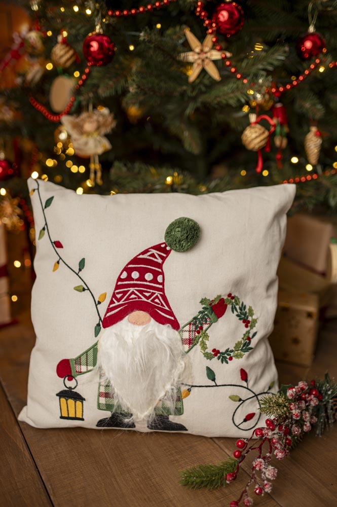 Świąteczna poduszka - w skrzaty świąteczne  45x45cm- GADŻET ŚWIĄTECZNY