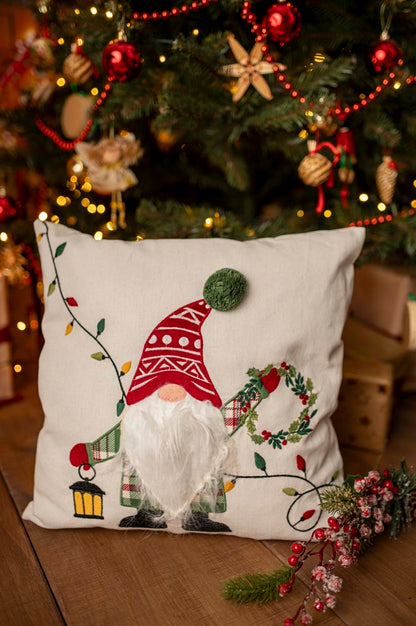 Świąteczna poduszka - w skrzaty świąteczne  45x45cm- GADŻET ŚWIĄTECZNY