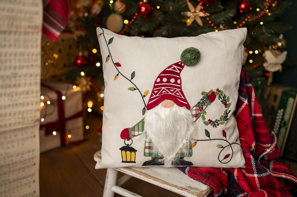 Świąteczna poduszka - w skrzaty świąteczne  45x45cm- GADŻET ŚWIĄTECZNY