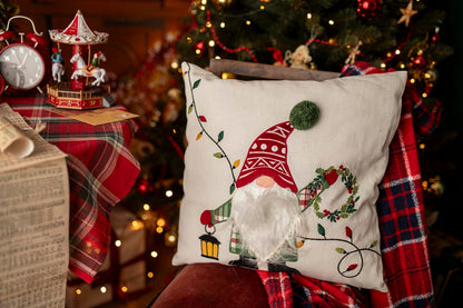 Świąteczna poduszka - w skrzaty świąteczne  45x45cm- GADŻET ŚWIĄTECZNY