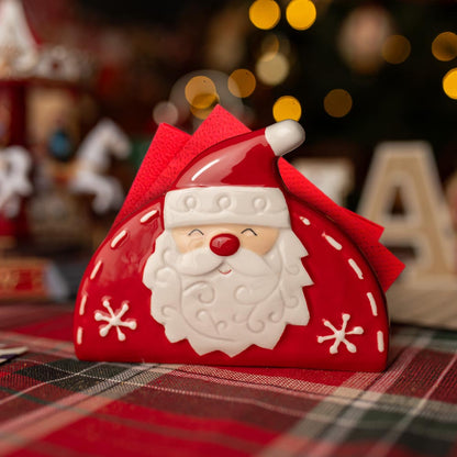 Świąteczny serwetnik ceramiczny, pojemnik na serwetki, chusteczki