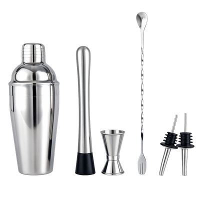 Zestaw barmański do drinków i koktajli - PROFESJONALNY SHAKER, 6 ELEMENTÓW