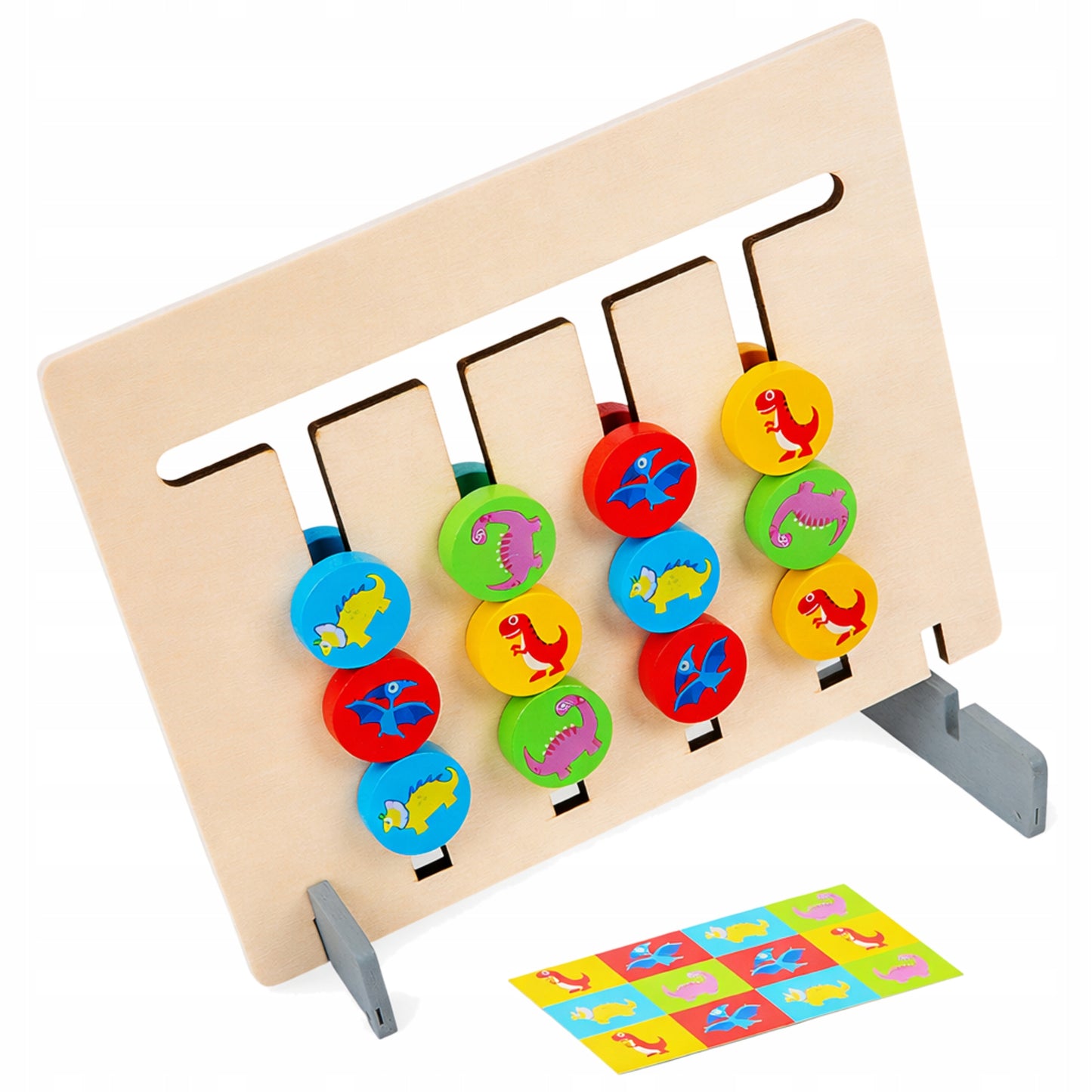 Układanka logiczna drewniana dla dzieci - GRA EDUKACYJNA PUZZLE ŁAMIGŁÓWKA SORTER KOLORÓW I WZORÓW ROZWÓJ LOGIKI MONTESSORI