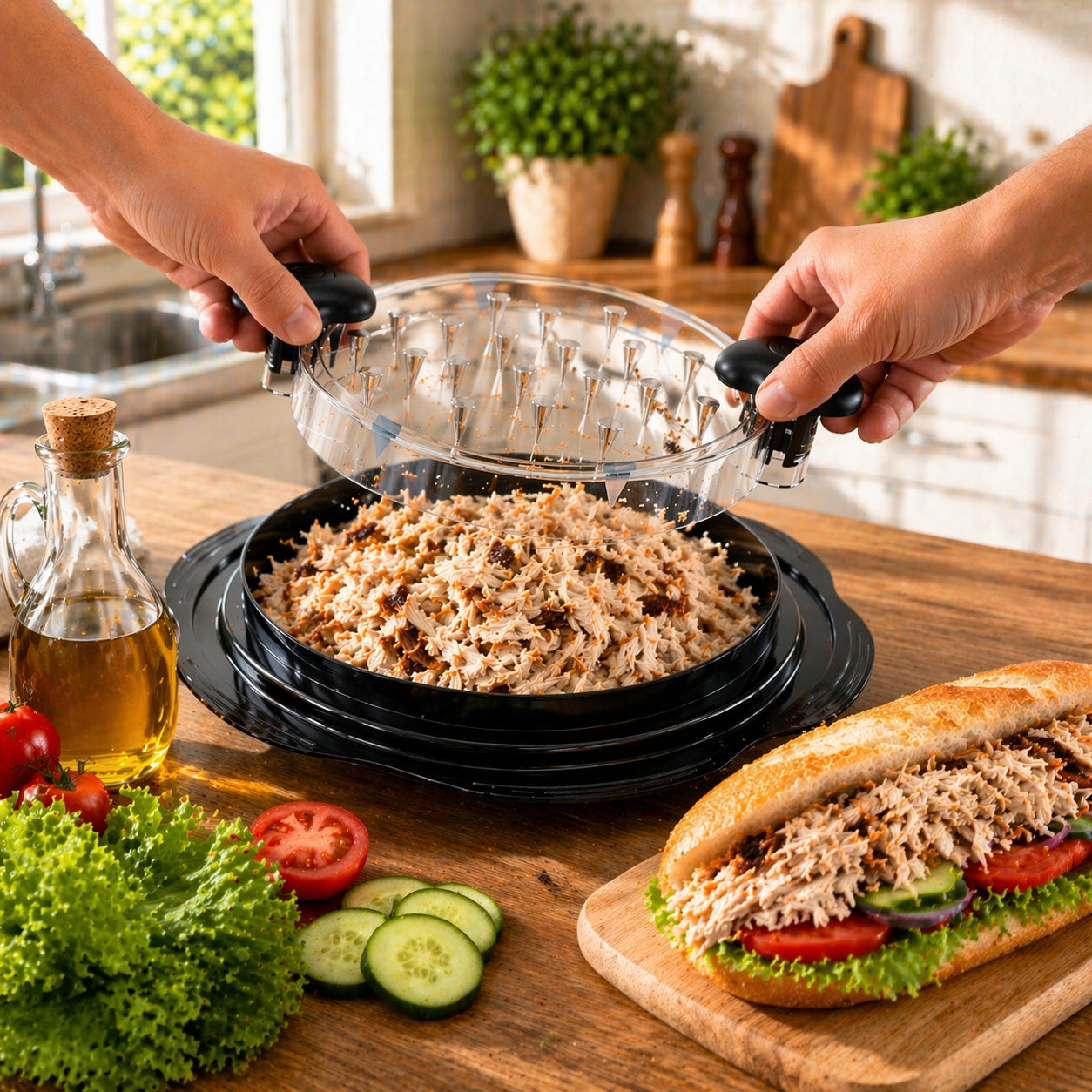 Ręczny rozdrabniacz do mięsa i warzyw - SZATKOWNICA KUCHENNA DO SZYBKIEGO SIEKANIA I MIELENIA ŻYWNOŚCI