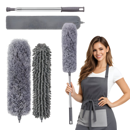Miotełka teleskopowa do usuwania kurzu - DŁUGA SZCZOTKA Z 3 WYMIENNYMI KOŃCÓWKAMI