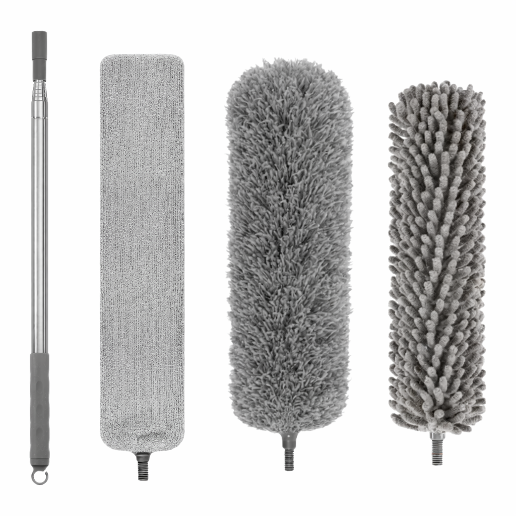 Miotełka teleskopowa do usuwania kurzu - DŁUGA SZCZOTKA Z 3 WYMIENNYMI KOŃCÓWKAMI