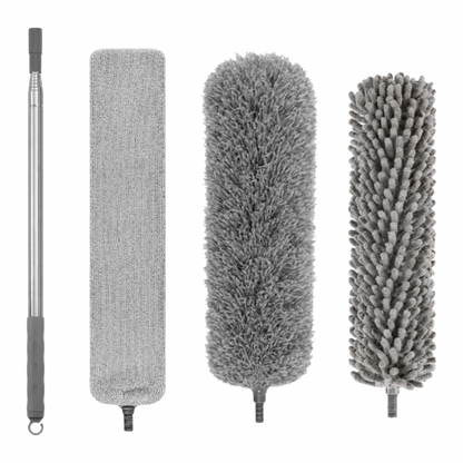 Miotełka teleskopowa do usuwania kurzu - DŁUGA SZCZOTKA Z 3 WYMIENNYMI KOŃCÓWKAMI