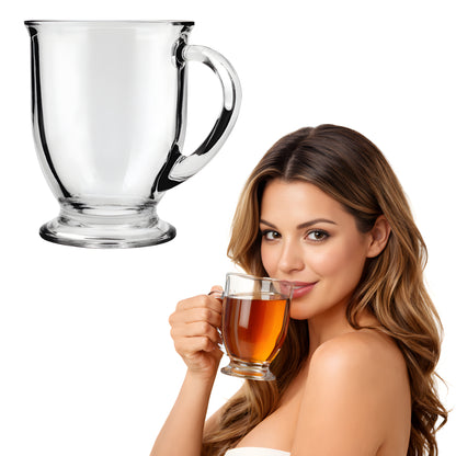 Szklanka z uchem 440 ml – SZKLANY KUBEK DO KAWY I HERBATY, ELEGANCKI NA PREZENT