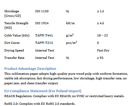 Papier do sublimacji Quick dry 65gsm 1,62 x 200m