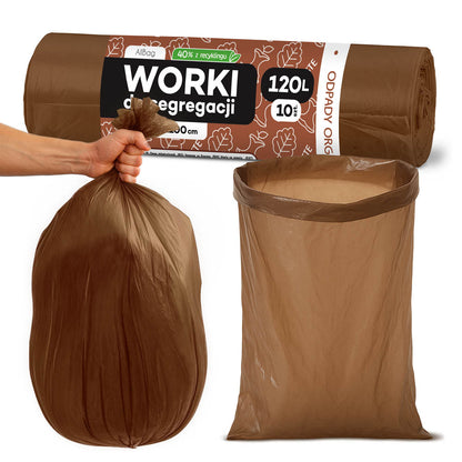 Worki na śmieci 120L brązowe ALLBAG
