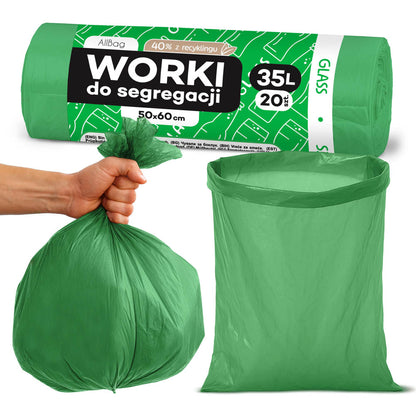 Worki na śmieci 35L zielone ALLBAG