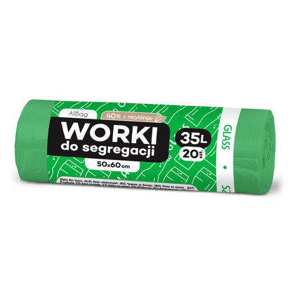 Worki na śmieci 35L zielone ALLBAG