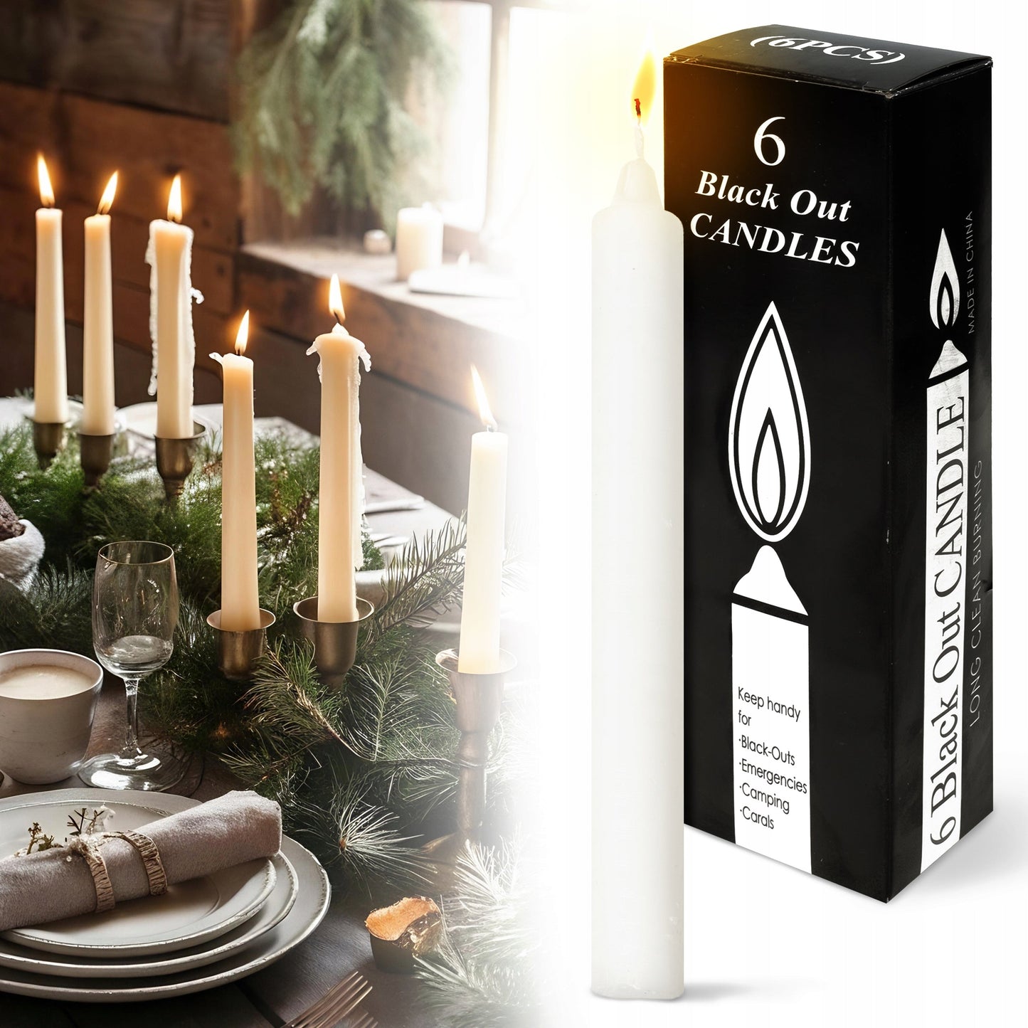 Świeca Świeczka Stołowa PROSTA Tradycyjna Parafinowa BIAŁA 6 szt. 19CM