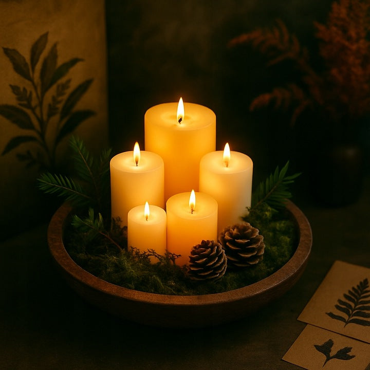 Drewniana taca dekoracyjna na świece – TACKA DO SERWOWANIA, PODSTAWKA OZDOBNA, OKRĄGŁA PATERA