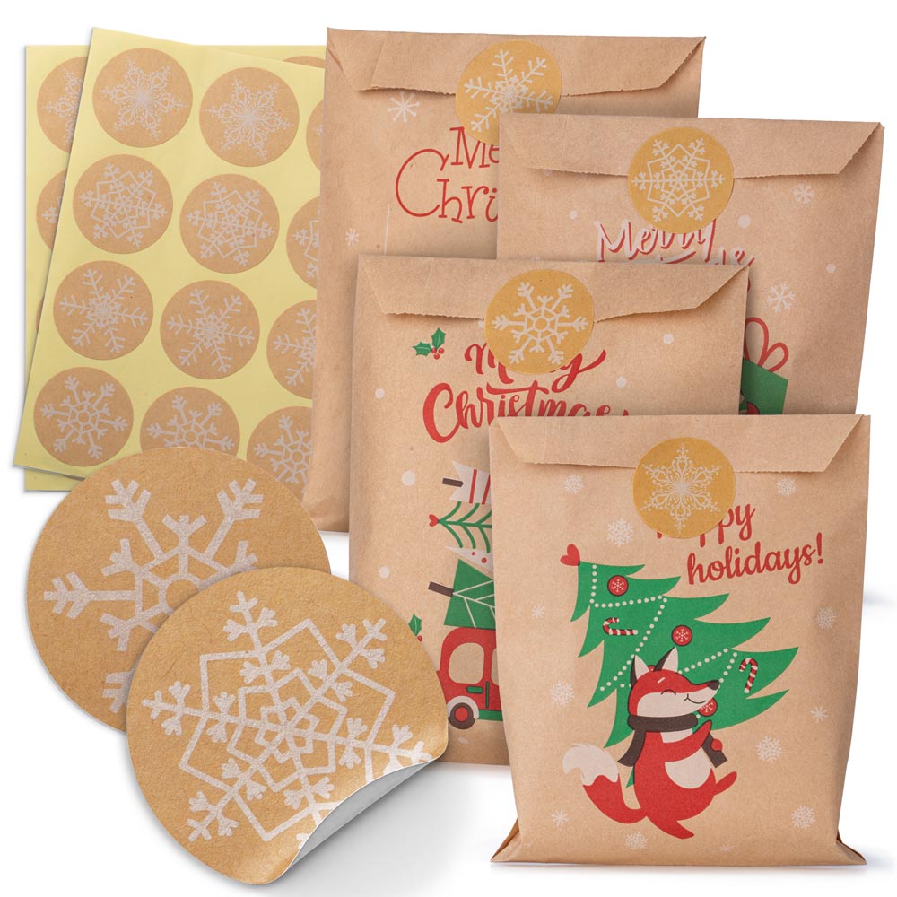 Kalendarz adwentowy, świąteczne torebki prezentowe 24szt