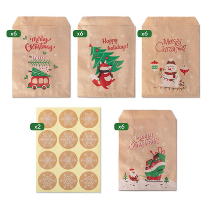 Kalendarz adwentowy, świąteczne torebki prezentowe 24szt