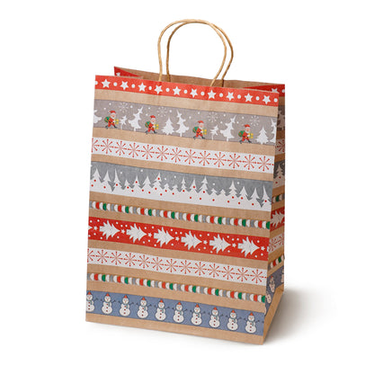 Papierowe torebki świąteczne na prezenty - 270x210x110mm - ZESTAW #10 - ŚREDNI ROZMIAR