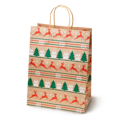 Papierowe torebki świąteczne na prezenty - 270x210x110mm - ZESTAW #10 - ŚREDNI ROZMIAR