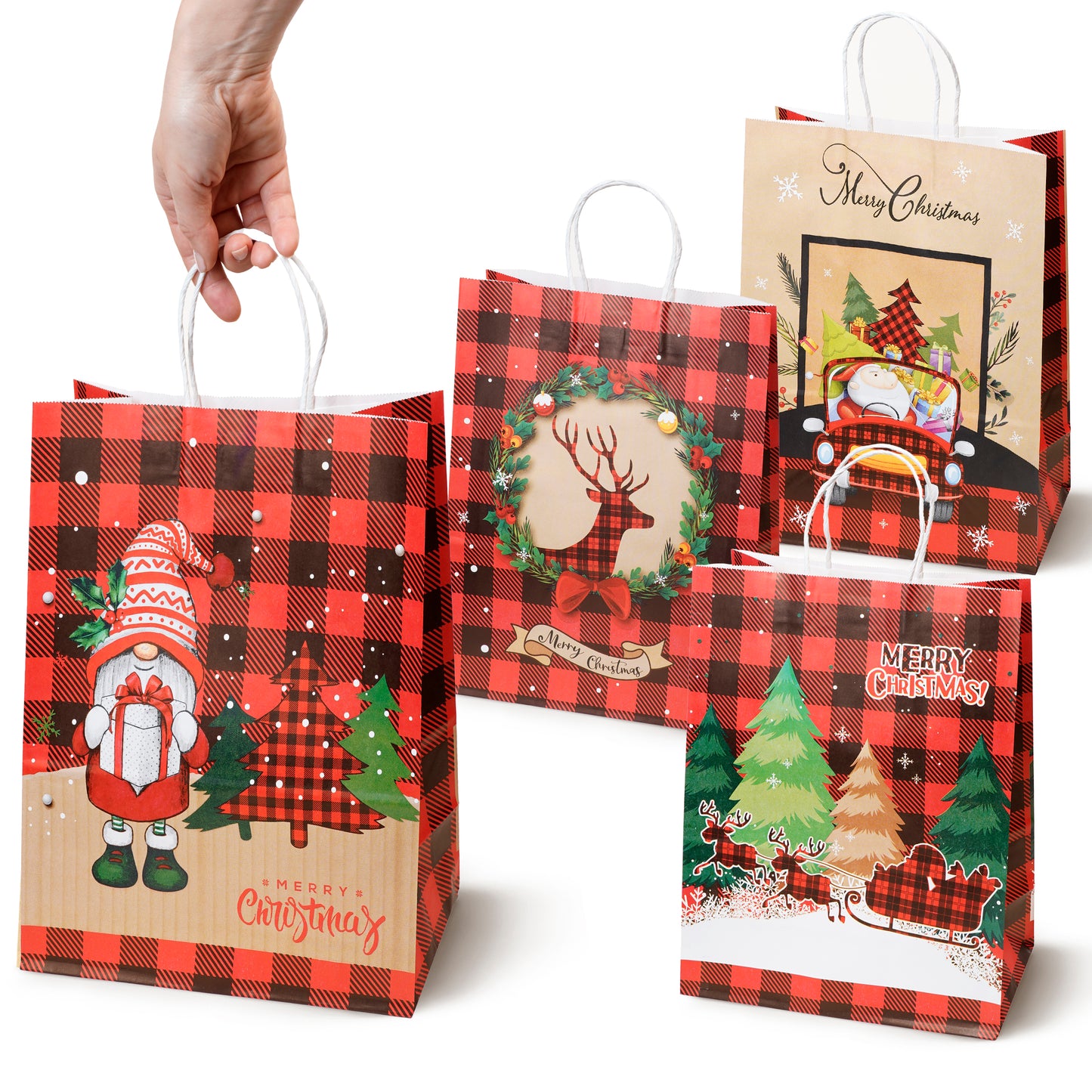 Papierowe torebki świąteczne na prezenty - 330x260x120mm - ZESTAW #11 - DUŻY ROZMIAR