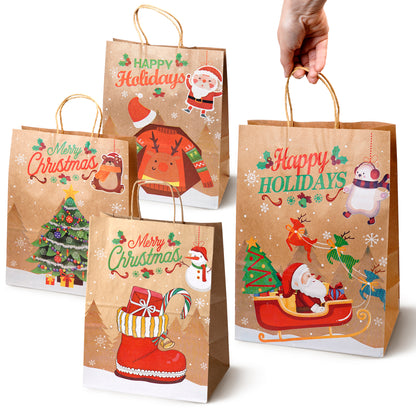 Zestaw Papierowych torebek świątecznych - 330x260x120 - 4 rodzaje - ZESTAW #1 - DUŻY ROZMIAR