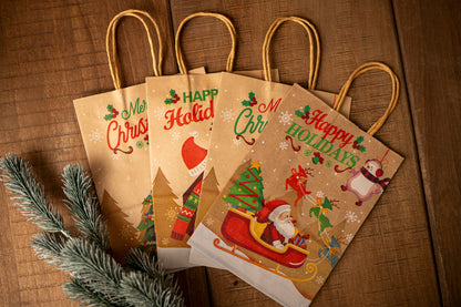 Zestaw Papierowych torebek świątecznych - 270x210x110 - 4 rodzaje - ZESTAW #1 - ŚREDNI ROZMIAR