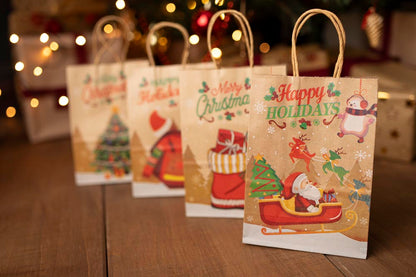 Zestaw Papierowych torebek świątecznych - 210x80x150 - 4 rodzaje - ZESTAW #1 - MAŁY ROZMIAR