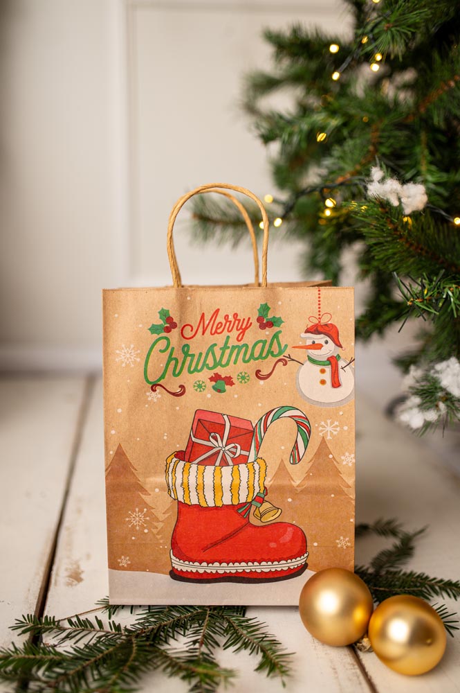 Zestaw Papierowych torebek świątecznych - 210x80x150 - 4 rodzaje - ZESTAW #1 - MAŁY ROZMIAR