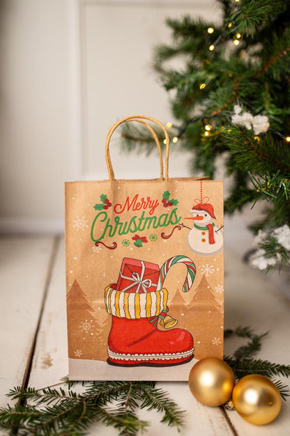 Zestaw Papierowych torebek świątecznych - 210x80x150 - 4 rodzaje - ZESTAW #1 - MAŁY ROZMIAR