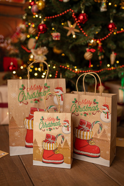 Zestaw Papierowych torebek świątecznych - 330x260x120 - 4 rodzaje - ZESTAW #1 - DUŻY ROZMIAR