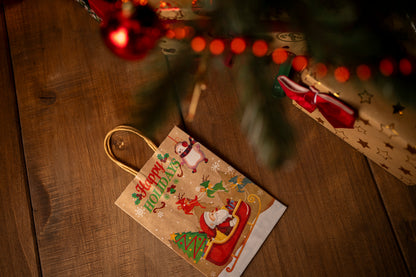 Zestaw Papierowych torebek świątecznych - 270x210x110 - 4 rodzaje - ZESTAW #1 - ŚREDNI ROZMIAR